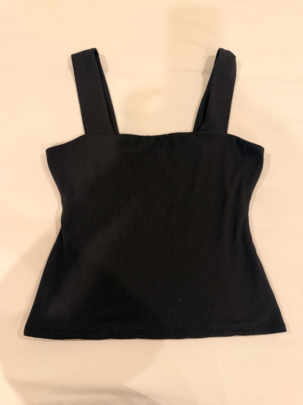 Evereve Black Ribbed Square-Neck Tank Sweater